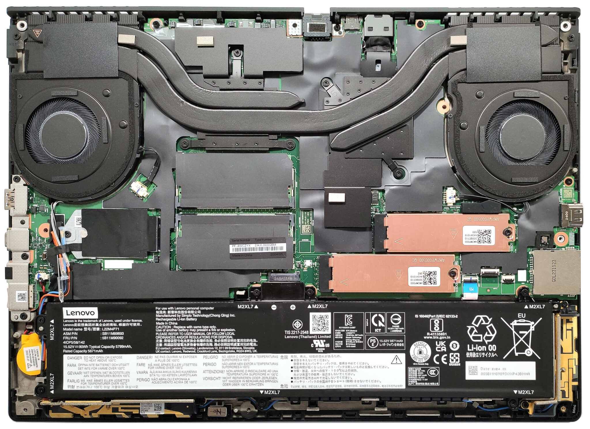 Internal Photo of Lenovo Thinkpad T16 Gen 1, T16 Gen 2, P16v Gen 1, P16v Gen 2, P16s Gen 1, P16s Gen 2, L15 Gen 3, L15 Gen 4, black US keyboard (ThinkPad P16v Gen 2)